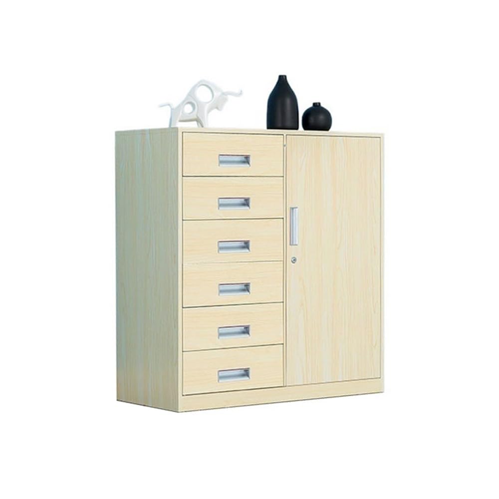 Aioneer Beige File Cabinet 6 Drawer Cabinet Household Multifunctional Storage Cabinet Metal Data File Organizer Office File Cabinet Filing Cabinet