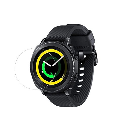 Toshion Lot de 2 films de protection d'écran pour Samsung Gear Sport, dureté 9H, en verre trempé pour montre connectée Samsung Gear Sport, anti-traces de doigts, sans bulles, transparent