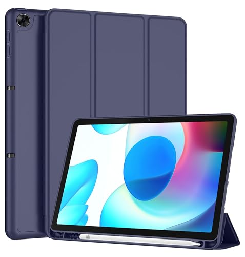 Image of TGK Trifold Flip Case Cover for realme Pad 10.4 inch Smart Flexible with Pencil Holder (Blue)