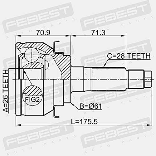 Amazon.com: Outer Cv Joint 26X61X28 Febest 2110-TKE OEM 1749219