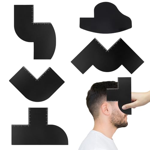 NAFJYR 5 carte di miglioramento per barbieri con misurazione, strumento riutilizzabile per modellare l'attaccatura dei capelli per la forma della barba spray colore