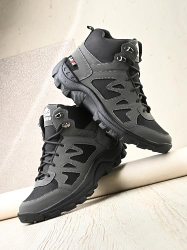 Image of Leo's Fitness Waterproof Canvas High Ankle Boots for Trekking Hiking & Other Casual Purpose