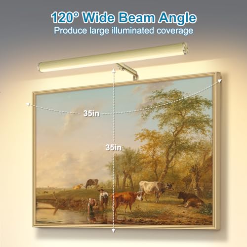 Image of LED Picture Lights for Paintings Plug in, 14 Inch 4W Adjustable Art Light Gallery Wall Light for Display Art Work, Antique Brass Finish, CRI90+, 3000K Warm White, ETL Listed (Pack of 2)