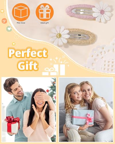 FUGLUS 4 Stück Stoff-Haarspangen, Kinder-Haarschmuck, Blumen-Haarspangen, Kinderhaar-Haarspange, Leicht, Für Kleine Mädchen, Durchsichtig