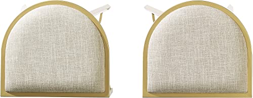Juego de 2 butacos para barra de altura intermedia Crosley Furniture Ellery tapizados en lino color avena/dorado miniatura 6