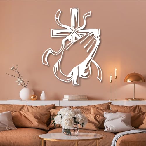 Prière religieuse décoration murale métal grand format argent moderne - 8