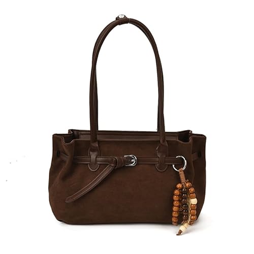 Faux Wildleder Tasche Vintage Hobo Handtasche große Umhängetasche für Frauen (Kaffee) (Kaffee)