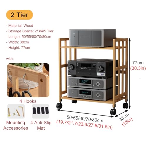 Meuble audio stéréo en bois avec support de platine vinyle réglable