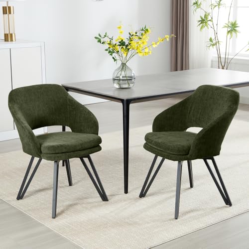 Ya-Home Chaises de Salle à Manger Pivotante Lot de 2 Chaise de Cuisine en Chenille Chaise Moderne à Dîner Chaise Confortable pour Salon Chambre Restaurant...