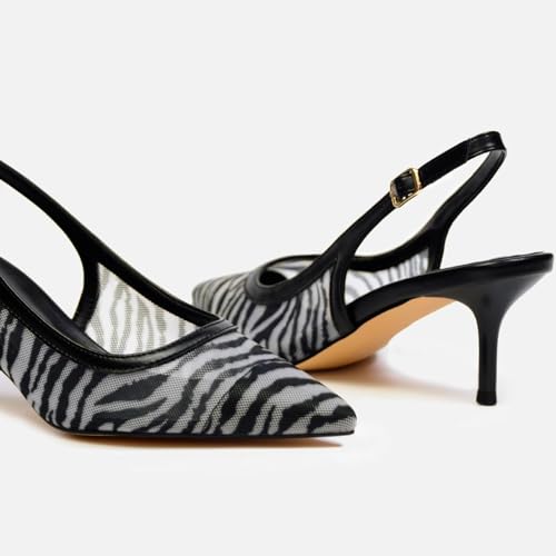 Image of Mesh Kitten Heels for Women Slingback Design with Pointed Toe Breathable and Stylish Elegant Low Heel for Comfort
