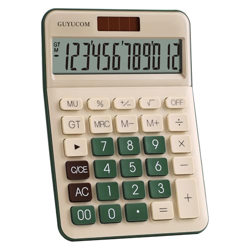 GUYUCOM Calculator, 12-Digit Calcutors, Sensitive Button, the Calulators Desktop with Dual Power