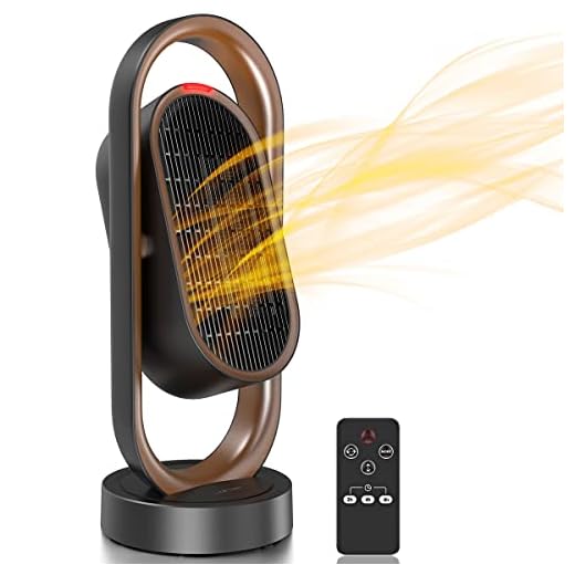 LOFTer Space Heater, Electric Heater with Auto Oscillation , Small Desktop Heating Fan with 2H/4H/8H Programmable Timer, 9.5W/1100W/1500W Rapid Heater Air Conditioner Heater & Fan for Office Home