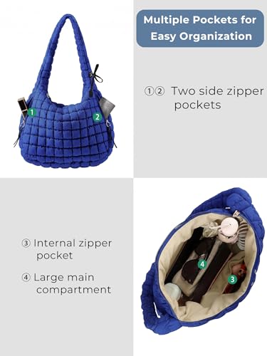 Image of Puffer Quilted Tote Bag for Women Nylon Crossbody Bags Puffy Purse Hobo Large Shoulder Bag Trendy