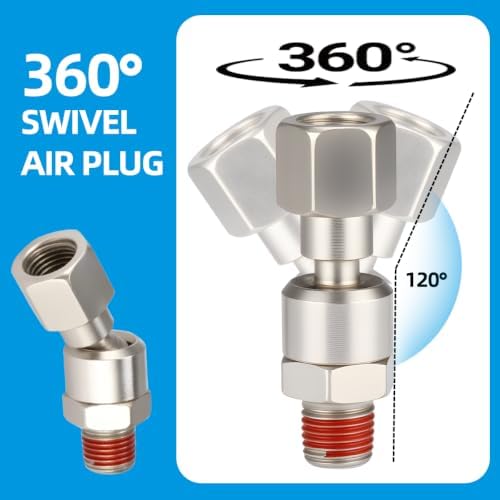 Yolass 1/4"NPT 360° Swivel Quick Connect Coupler, Quick Connect Air Hose Fittings, 1/4" NPT Connector with Leak Resistant Seal, Anti Twist Pneumatic Coupler Universal Attachment for Air Compressors — 사진 3