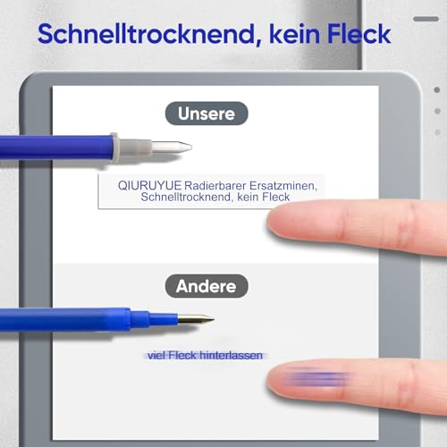 QIURUYUE 12x Radierbarer Ersatzminen - Kompatibel Mit Legami - Einfach zu radieren - Stiftspitze 0,7mm,Höhe 13 cm (BLAU)