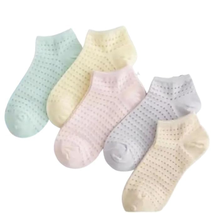 Women & Girls Cotton Ankle Socks | Soft Breathable Low Cut Socks for Daily Casual Sports & Summer Comfort (Pack of 5) Multicolor-picture-32