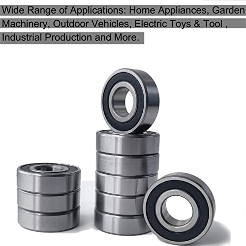 Image of 10 PCS R8-2RS Double Rubber Sealed Roller Ball Bearing 1 /2 Inch Bore 1 /2 x 1-1 /8 x 5 /16 Inch ABEC3 Precision Bearing for Electric Motor, Wheels, Home Appliances, Garden Machinery