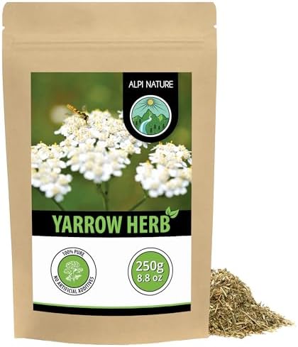 Alpi Nature Yarrow Tea 250g 8.8 oz, Dried and Cut Yarrow Herb, Loose Leaf Tea for Herbal Infusion