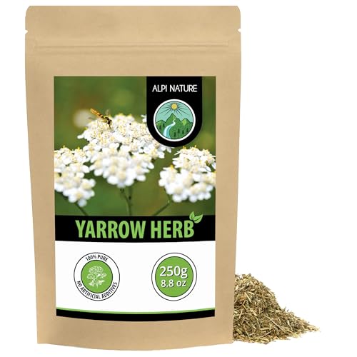 Alpi Nature Yarrow Tea 250g 8.8 oz, Dried and Cut Yarrow Herb, Loose Leaf Tea for Herbal Infusion