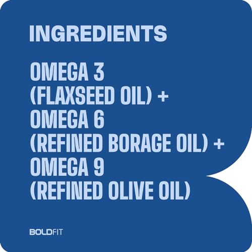 Boldfit Omega 3, 6 & 9 From Flaxseed, Borage & Olive Oil, Vegetarian Supplement For Heart, Skin, Joint & Muscles Support - Epa & Dha Rich Capsules For Men & Women - 60 Count