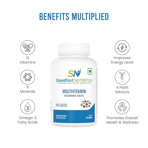 Image of Steadfast Nutrition Multivitamin Multi Minerals Vitamins Omega-3 Fatty Acids Immunity Booster (60 Tablets)