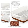MALACASA Casserole Dishes for Oven with Roasting Racks, Ceramic Baking Dishes Set of 3, Baking Pan Casserole Dish Set, Rectangular Lasagna Pan Deep with Handles for Baking, Khaki White (14.5''/13''/10.5''), Series TARA #4