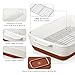 MALACASA Casserole Dishes for Oven with Roasting Racks, Ceramic Baking Dishes Set of 3, Baking Pan Casserole Dish Set, Rectangular Lasagna Pan Deep with Handles for Baking, Khaki White (14.5''/13''/10.5''), Series TARA