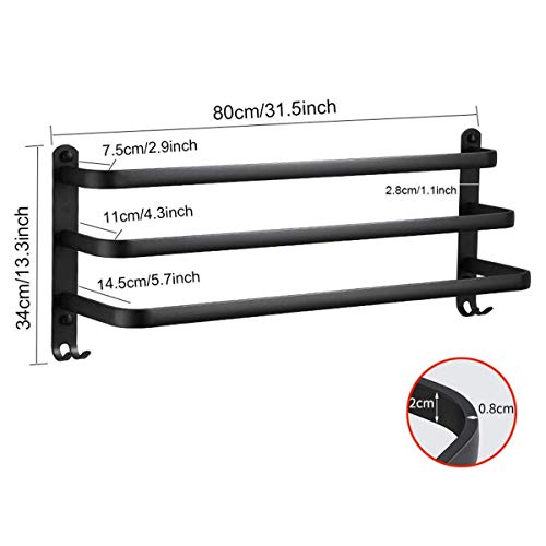 Toallero de baño en aluminio negro space de alta resistencia estructural 5