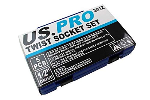 US PRO Narzędzia 5 szt. 1/2" DR Impact Twist zestaw uszkodzonych nakrętek i śrub 3412
