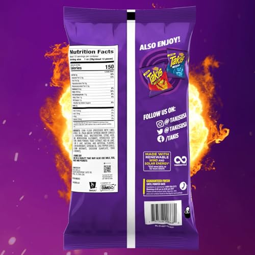 Takis Fuego Spicy Chili Pepper And Lime Rolled Tortilla Chips - Crunchy Corn Chips Snack 90gram (Imported)