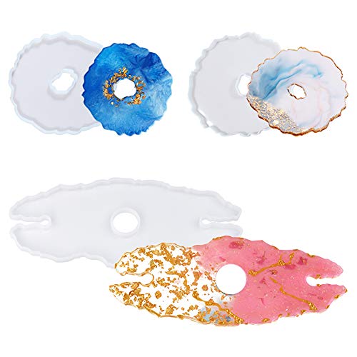 Moldes de resina para estante de vino, de SINBLUE irregulares de silicona de ágata epoxi, moldes de fundición de resina para botella de vino, fabricación de posavasos, decoración del hogar