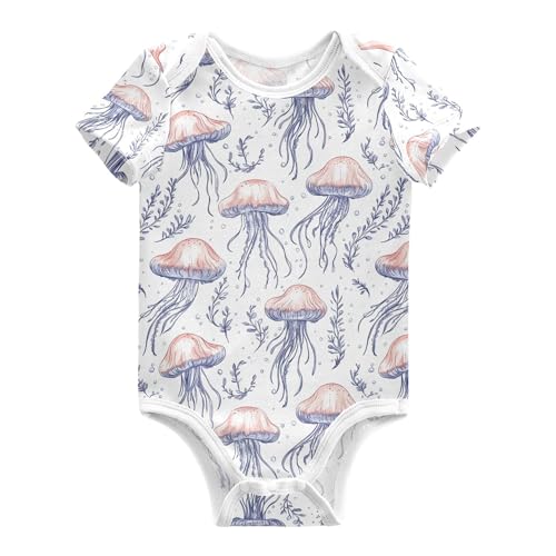Cute Jellyfish White Toddler Boy Clothes Short Sleeves Cotton Month Girls Outfits 3M