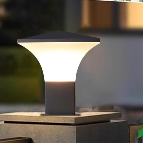 Image of SINOMAN Modern Gate Light Outdoor Waterproof Post Lamp with Wide Glow Design Decorative Fence and Entrance Lighting for Home, Villa, or Garden (Plastic) (Without Bulb)