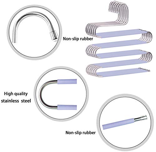Devesanter Pants Hangers Space Save Non-Slip 6 Pack S-Shape Trousers Hangers Stainless Steel Clothes Hangers Closet Storage Organizer For Pants Jeans Scarf Hanging Purple #TOP1