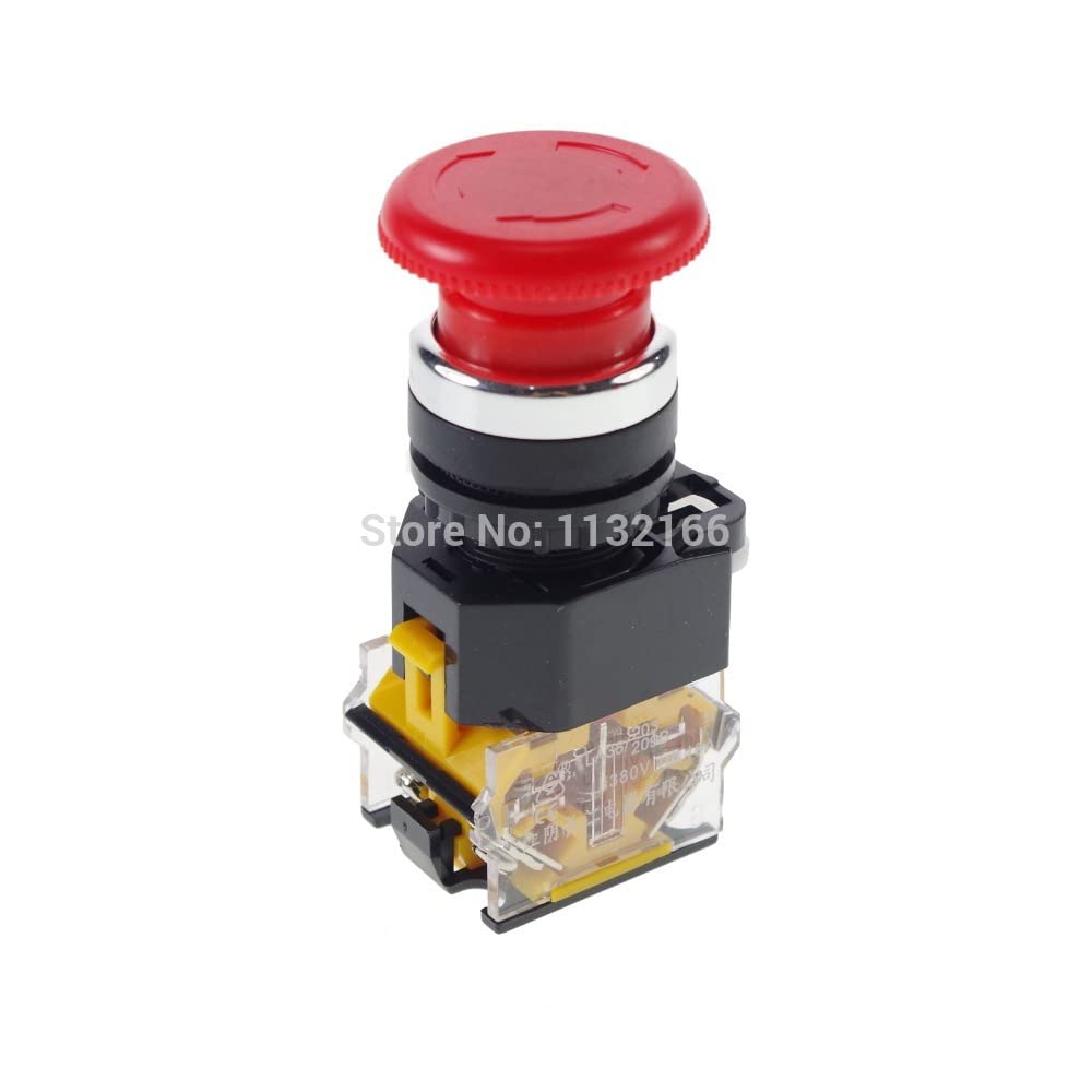 Commutateur rotatif d'arrêt d'urgence 22mm avec bouton-poussoir champignon rouge 10A CNC