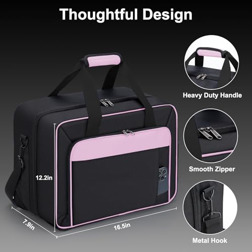 Image of Carrying Case Fit for PS5, Travel Thickened Protective Bag Compatible with Playstation 5 Console, Headset, PS5 Controller, Game Discs, and Gaming Accessories, Pink
