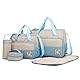 Miss Lulu 5er-Set Baby Wickeltasche Babytasche Tasche Mutter Windeltasche Handtasche Schultertasche Flaschenhalter mit wickelunterlage (Blau)
