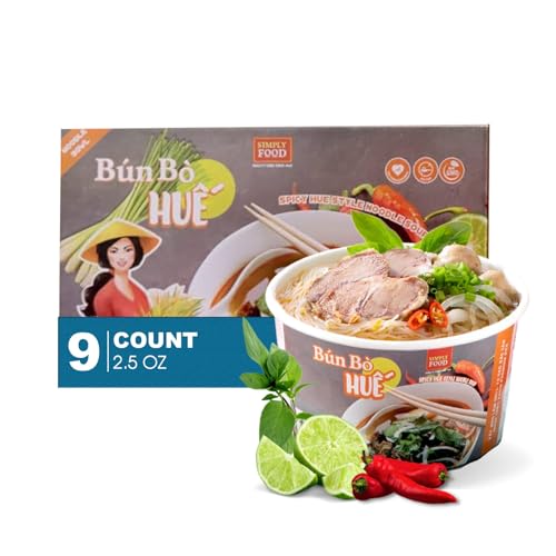 SIMPLY FOOD 9-Pack of Bun Bo Hue Spicy Hue Rice Vermicelli 55g each