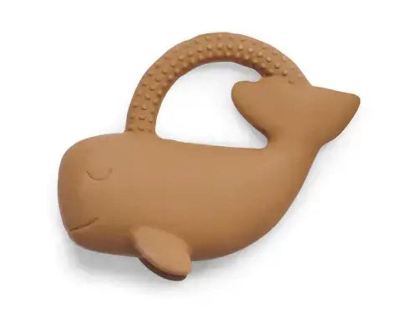 Jollein Naturkautschuk Beißring Whale Caramel - Wal - Baby Greifling - Zahnungshilfe - Schadstofffrei und BPA-Frei - Spielzeug - Braun