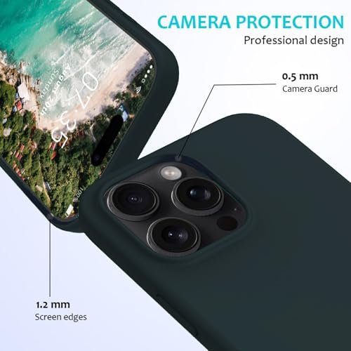 Image of FIRST MART Silicone Back Case for iPhone 16 Pro, Soft-Touch Phone Back Cover for Apple iPhone 16 Pro - DarkGreen