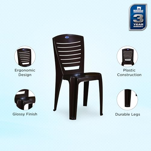 Image of Nilkamal Plastic Chair for Living room |Set of 2 | 3 Year Warranty | For Home, Living Room, Outdoor | Weather Brown Colour | CHR4025