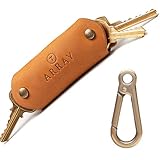 Leather Key Holder by ARRAY Design | Smart Key Holder Organizer with Brass Carabiner for up to 10 Keys | Key Chains for Men and Women