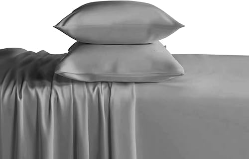 Miniatura 2 de Juego de sábanas de microfibra de 4 piezas, tamaño individual, color gris, funda de cama plana suave, sábanas cómodas de 1800 hilos de lujo, sábanas