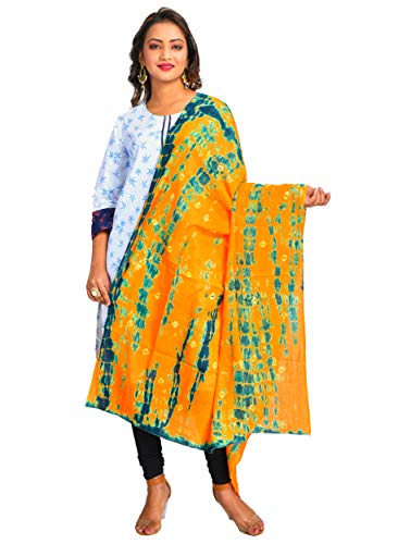 Image of Women's Pure Cotton Multi-Colored Traditional Authentic Tie Dye with Bandhej Bandhani Dupatta Chunni