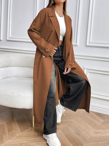 Chic and Cozy: Women’s Coffee Brown Casual Double-Breasted Wind Jacket for Fall/Winter 2025 - Image 4