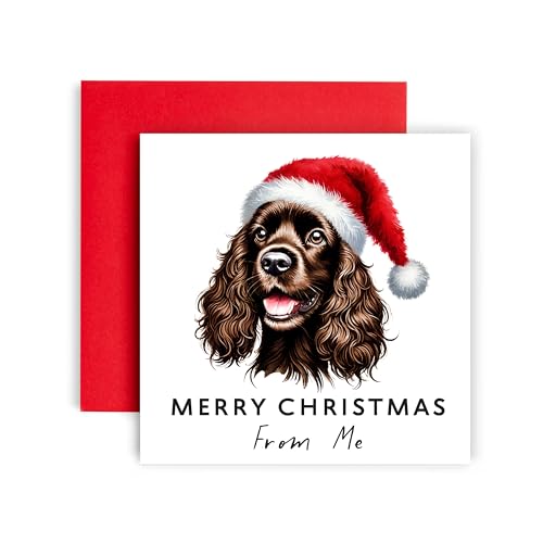 Huxters Christmas Card from the Dog – Cocker Spaniel Brown - Merry Christmas to Dog Mum and Dog Dad – Christmas Card from the Dog to Friends Family First Christmas (Cocker Spaniel Brown)
