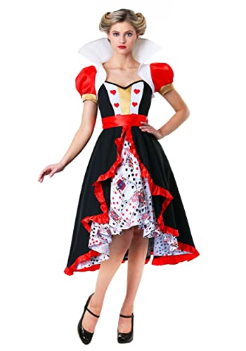 Fun Costumes Women's Flirty Queen of Hearts Costume, Corset, Shrug Jacket, and Skirt Adult Outfit for Halloween Costume and Roleplay Large