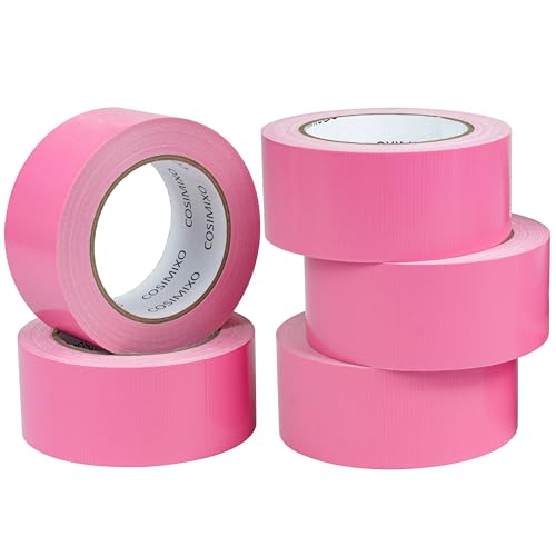 Image of COSIMIXO 5-Pack Pink Heavy Duty Duct Tape, 2 inches x 30 Yards, Strong, Flexible, No Residue, All-Weather and Tear by Hand - Bulk Value for Repairs, Industrial, Professional Use
