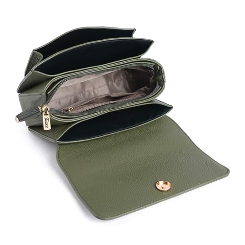 Image of EXOTIC Fiora Daisy Sling Bag for Women | Embroidered Floral Leatherette Crossbody Handbag with Chain Detail & Flap Closure | Elegant Casual & Party Purse