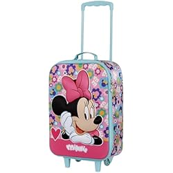 Maletas Crepier Con Ruedas Minnie Mouse Heart-Maleta Trolley Soft 3D, Rosa, 17 x 33 x 52 cm, Capacidad 26 L